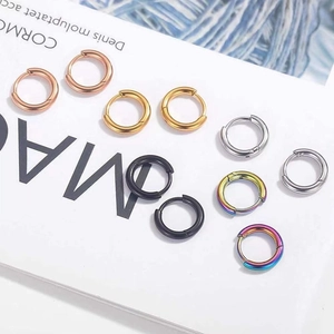 Minimalist titanium steel hoop earring set in rose gold silver and black finishes