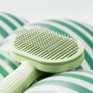 Multifunctional cat grooming brush with 140 degree curved needles for deshedding