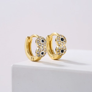 Vergoldete Evil-Eye-Ohrringe mit glitzerndem Zirkonia und Emaille-Veredelung