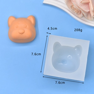 Stampo in silicone a forma di testa di orso per fai-da-te con dimensioni
