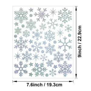 Close-up of holographic snowflake stickers with dimensions 19.3cm by 22.9cm