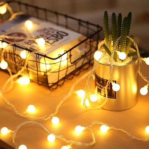 LED Ball String Lights Frosted Plastic Warm White Battery Operated Festive Christmas Wedding Party Indoor Decoration