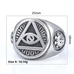 Detail view of Eye of Horus signet ring with dimensions 25x18mm and 18.14g weight