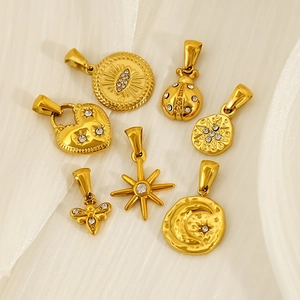 Chic gold-plated titanium steel necklaces with diverse geometric zircon star pendants