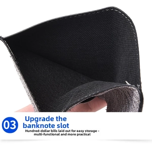 Detailed view of the large bill compartment with black canvas texture and white stitching