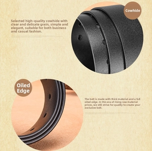 Close-up of black cowhide leather belt showing texture and durable oil-edged sides