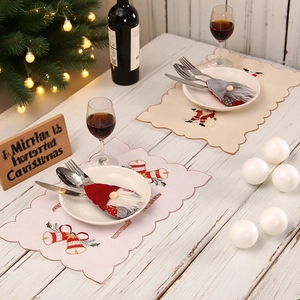 Nordic Christmas gnome cutlery holder and embroidered placemat set for festive dining decor