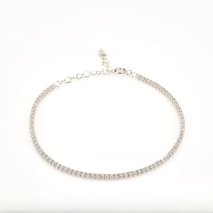Detail view of S925 sterling silver tennis bracelet with white cubic zirconia and lobster clasp