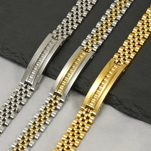 Stainless Steel Men Bracelet Jubilee Watch Band Chain Design With Rectangular Plate Punk Style Male Wrist Jewelry