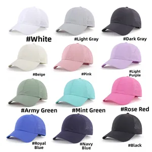 Grid display of 12 color options for quick-dry breathable mesh back baseball caps