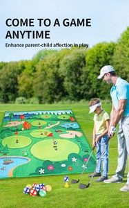 Outdoor kids golf mat set with sticky balls and score targets for family play games