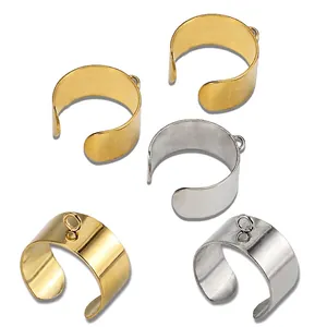 Adjustable Stainless Steel Open Ring Blanks With Eyelet Loop For DIY Jewelry Making Handmade Jewelry Findings