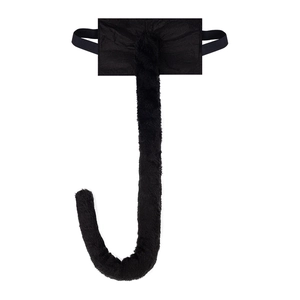 Furry black plush animal tail costume accessory with elastic belt for Halloween cosplay