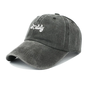 Vintage dark gray washed cotton baseball cap with white Daddy embroidery and heart detail