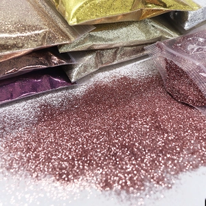 Champagne gold and multicolor 0.2mm fine nail glitter powder in transparent 10g bags