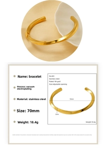Détail du bracelet torsadé en acier inoxydable doré avec dimensions et spécifications techniques