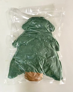 Christmas tree shaped plush pillow vacuum packed in a transparent bag for shipping