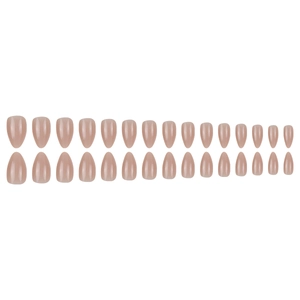 Glossy nude pink almond press-on nails set with 24 pieces of short almond fake nails