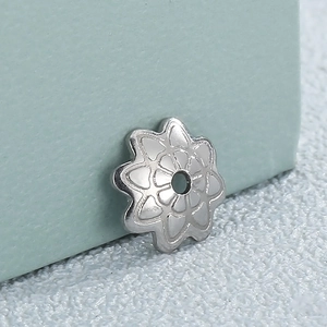 Hollow stainless steel floral bead cap with eight petals for DIY jewelry making