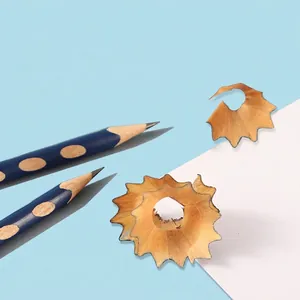 Ergonomic triangular HB pencil with blue natural wood finish for students and children