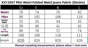 Tableau des tailles pour jeans femme déchirés avec mesures de taille et de hanches en cm