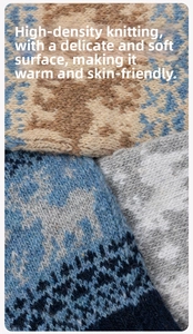 Macro view of high-density knit fabric texture with festive patterns for winter gloves