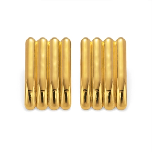Minimalist gold vertical ribbed texture rectangular stud earrings in vintage style