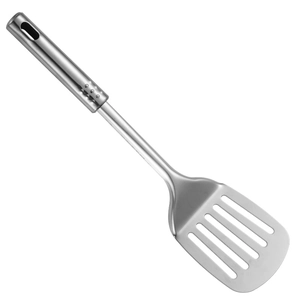 7-piece stainless steel kitchen utensil set with slotted spatula and non-slip handles