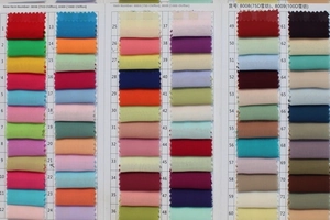 72-color chiffon fabric swatch chart for evening shawls in 75D and 100D textures