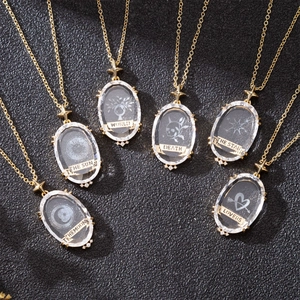 Gold 18K plated tarot necklace set featuring Moon Sun and Star crystal pendants