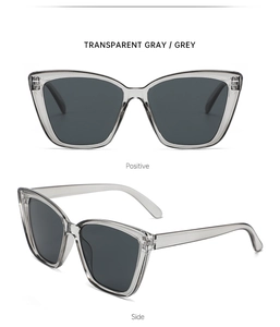Transparente graue Katzenaugen Sonnenbrille mit UV-Schutz für Damen und Herren modisch.