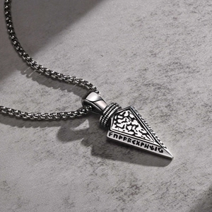 Vintage Viking rune driehoek hanger ketting van zilverkleurig roestvrij staal heren