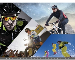 Collage of sports sunglasses for cycling and skiing with Master Fashion label