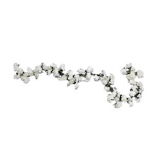 S-shaped artificial white cherry blossom vine with small flowers and brown stems