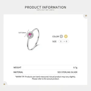 Anillo minimalista de plata s925 con circonita roja cuadrada y detalles de pavé