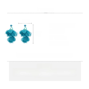 Detailed size specifications for blue crystal floral drop earrings with silver pins