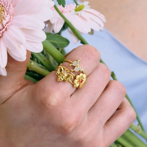 Bagues Ouvertes en Acier Inoxydable avec Strass pour Femmes Marguerite Abeille Papillon Bagues Ajustables Bijoux de Mode