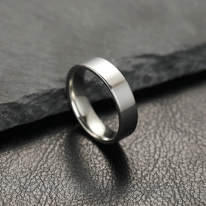 Polished 6mm stainless steel band ring with flat surface and comfort fit