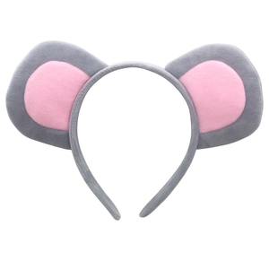Cute gray and pink plush mouse ears headband for Halloween costume and animal cosplay party