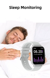 Smartwatch screen displaying detailed sleep tracking data with duration on a gray band