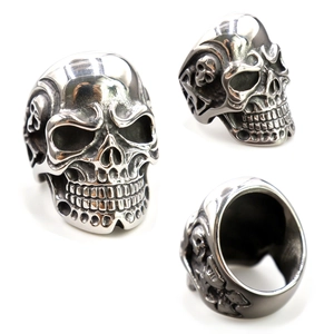 Stainless Steel Skull Ring Punk Gothic Vintage Biker Jewelry For Men Silver Color