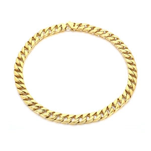 Polished 15mm golden Cuban link chain necklace in stainless steel for hiphop style