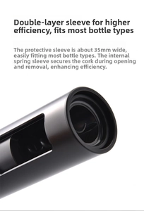 Detail of 35mm double-layer sleeve on professional corkscrew with internal spiral hook