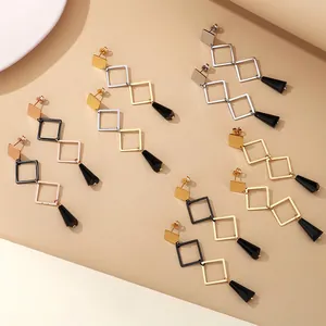 Boucles D'oreilles Pendantes Géométriques En Acier Inoxydable Rhombe Cœur Hexagone Goutte Longue Bijoux Minimalistes Pour Femmes