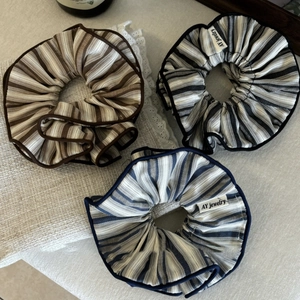 Striped Fabric Scrunchies Large Layered Hair Tie High Elastic Sweet Style For Women Girls Daily Wear Accessories Headwear