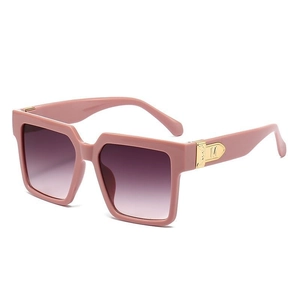 Square oversized sunglasses in lotus pink with gradient lenses and gold M-logo detail