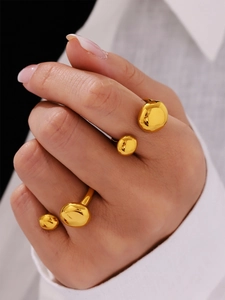 Bagues ouvertes géométriques à la mode plaquées or 18 carats au style minimaliste moderne