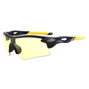 Outdoor cycling sports sunglasses with yellow lenses and black yellow frame for night vision