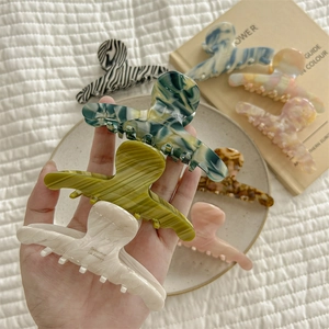 French gradient acetate hair claw clips in marble and leopard patterns for women