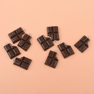 Realistic resin milk chocolate pendants with bite mark design for DIY jewelry making